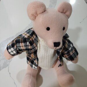17 inch Teddy Bear – Tartan Jacket & Roll Neck Sweater – Made in USA